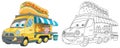 Coloring page with food truck